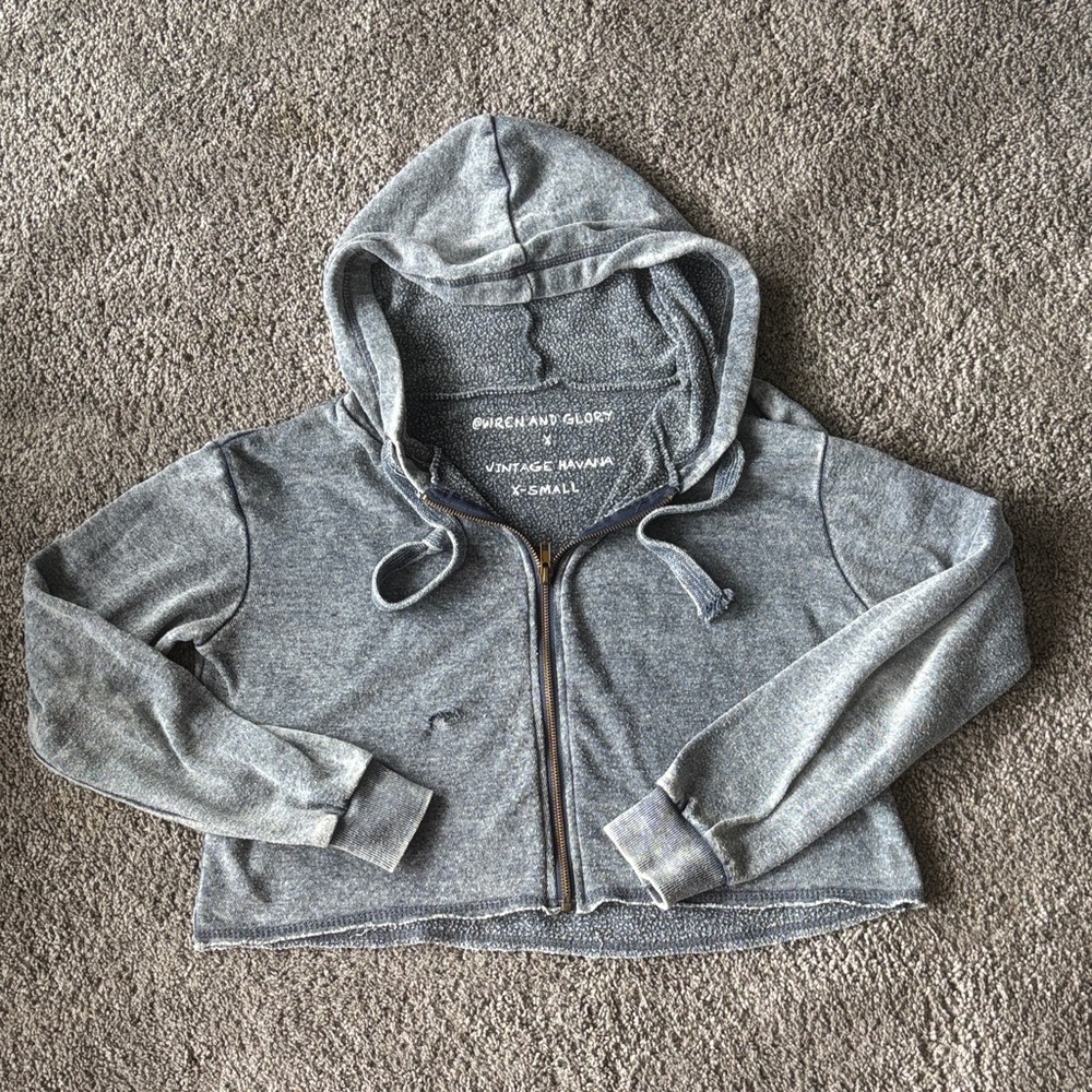 Vintage Havana  Charcoal Zip-Up Hoodie